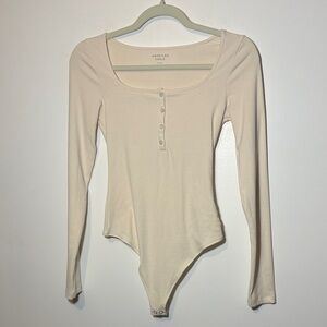 American Eagle Outfitters Cream Bodysuit